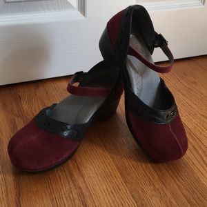 Burgundy suede maryjane Dansko clogs